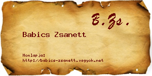 Babics Zsanett névjegykártya